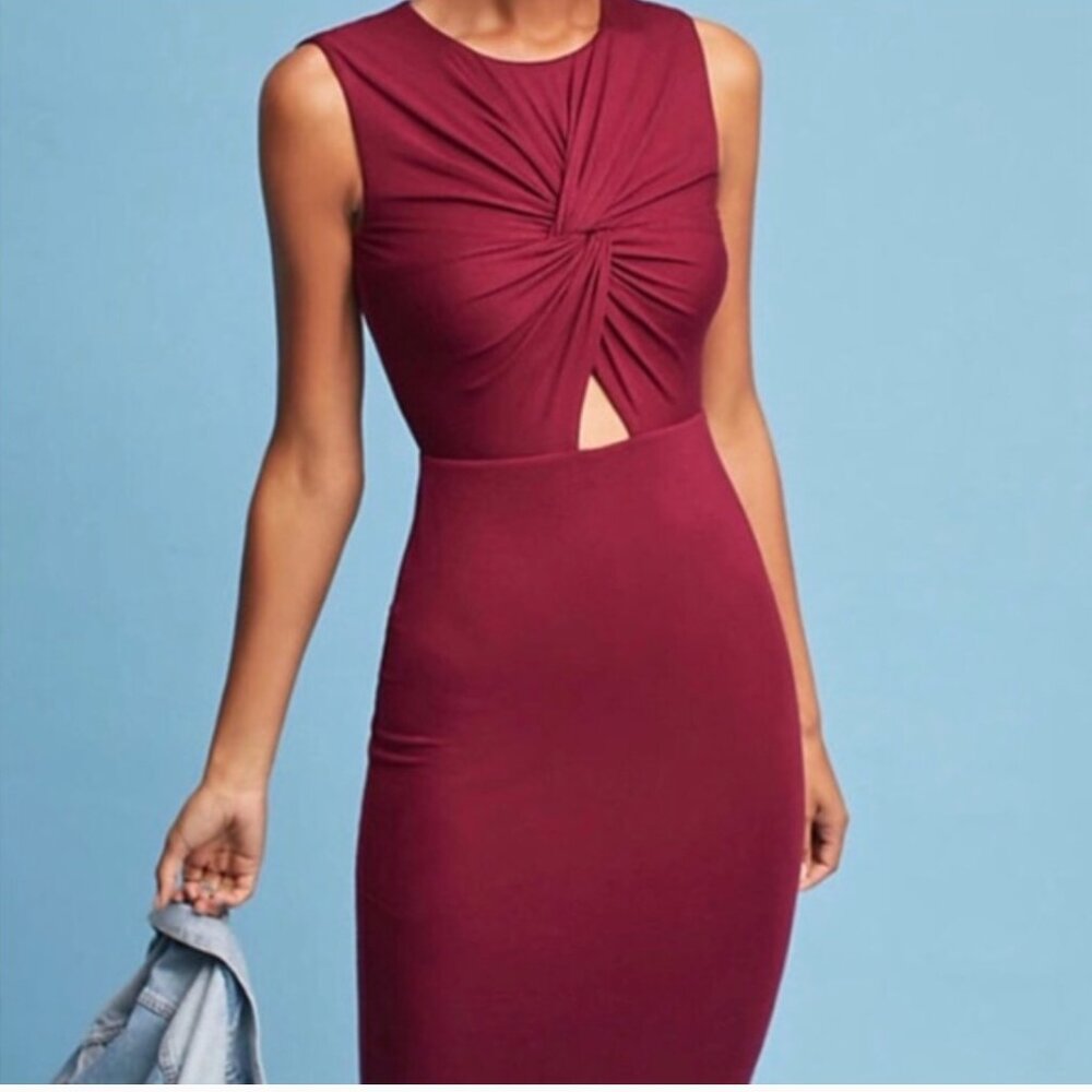 Bailey 44 (Anthropologie) Twist-Front Bodycon Dress Wine/Red